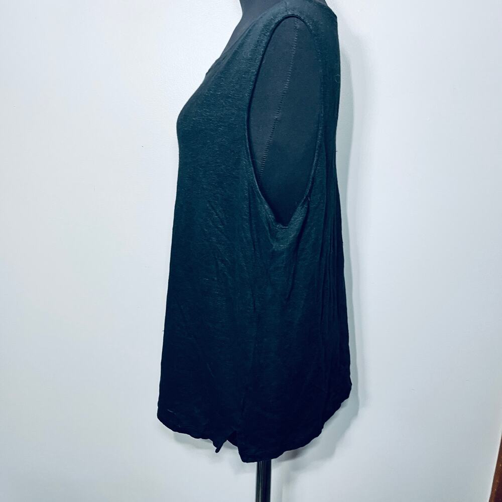 J. Jill Love Linen Black Sleeveless Tunic Minimalist Spring Summer Travel XLP - Picture 2 of 6
